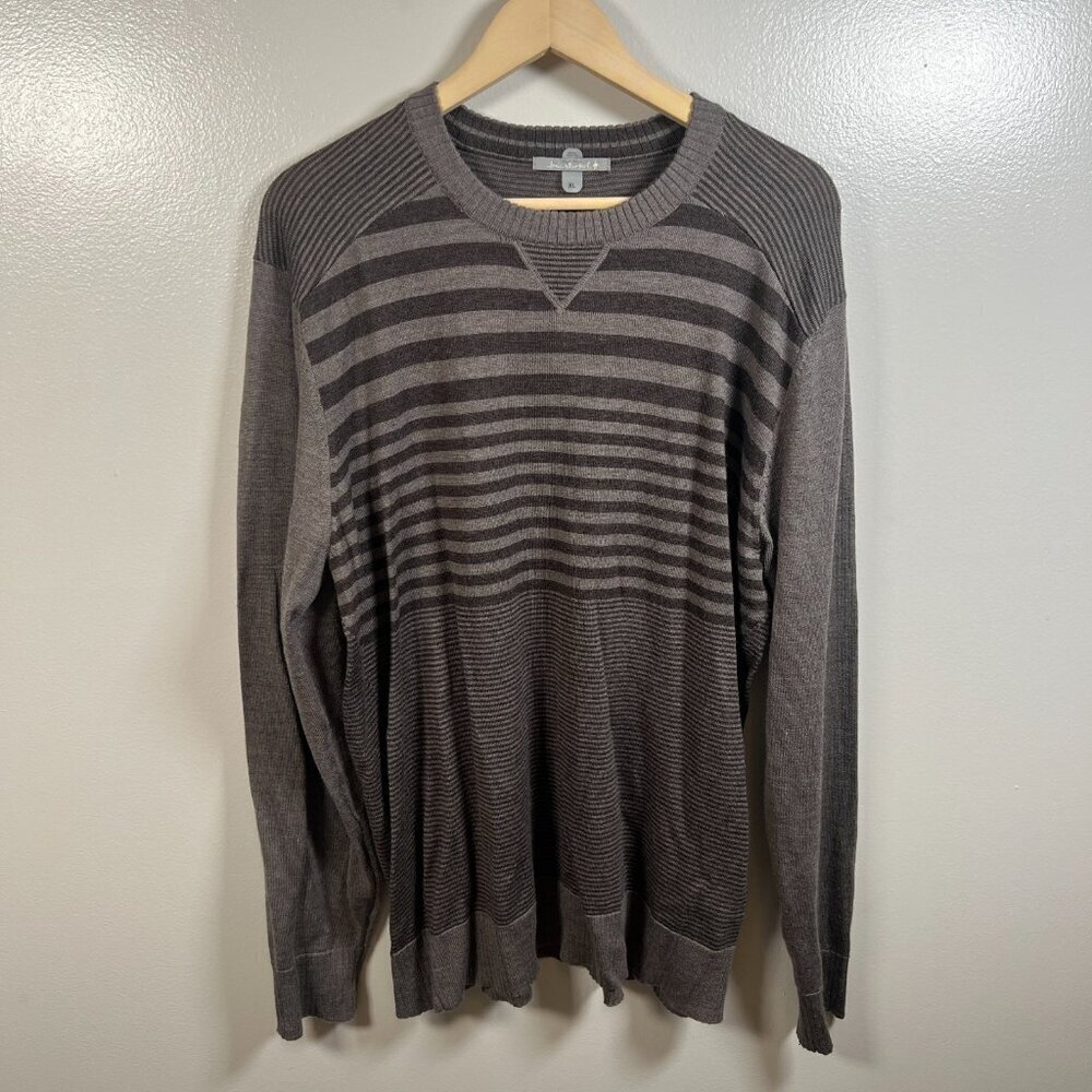 Smartwool Sparwood Stripe Crew Sweater Mens Size XL Brown Merino Wool
